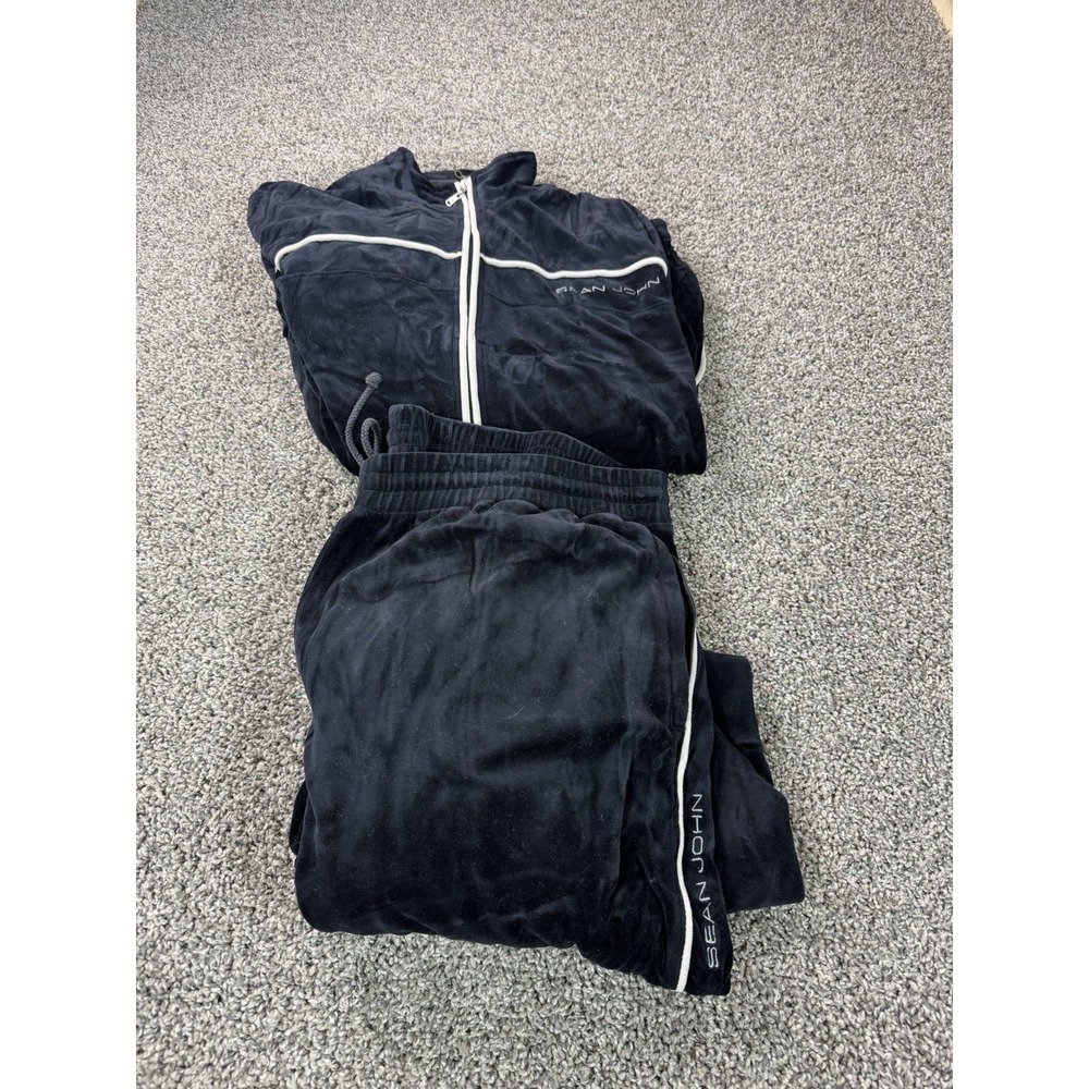 Vintage Sean John Velour Tracksuit Men's Size 3XL Blue